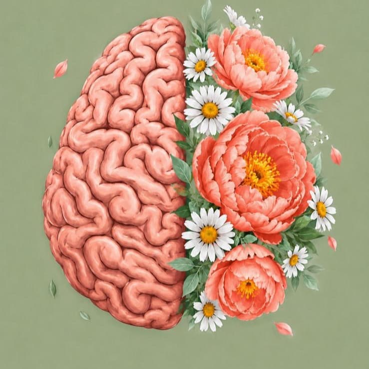 Illustrazione Cervello e Fiori